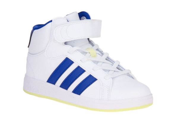 Adidas Grand Court Mid K Wit-Blauwe Sneaker  (IE3861) - Schoenen Caramel (Sint-Job-in-’t-Goor)