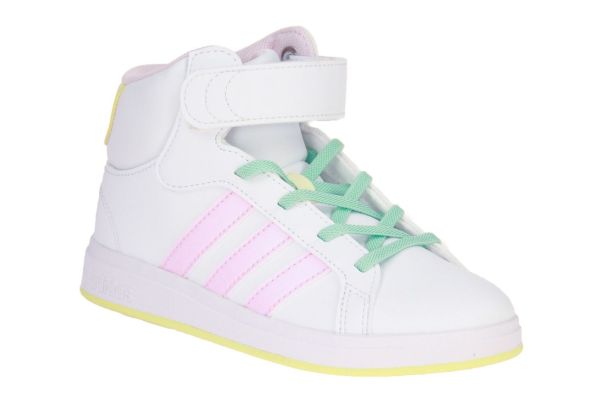 Adidas Grand Court Mid K Wit-Roze Sneaker  (IE8705) - Schoenen Caramel (Sint-Job-in-’t-Goor)