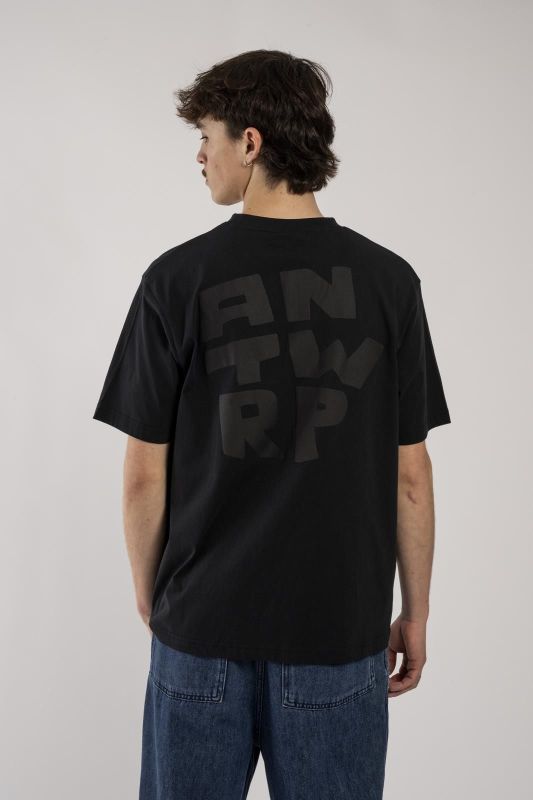 Antwrp Backprint Tee Straight Fit Black  (BTS361-L001S/000200) - Schoenen Caramel (Sint-Job-in-’t-Goor)