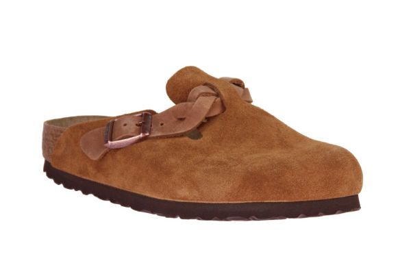 Birkenstock Boston Braided Suede Leather Mink  (1026713) - Schoenen Caramel (Sint-Job-in-’t-Goor)