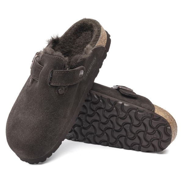 Birkenstock Boston Shearling Suede Leather/Fur Mocha  (1020529) - Schoenen Caramel (Sint-Job-in-’t-Goor)