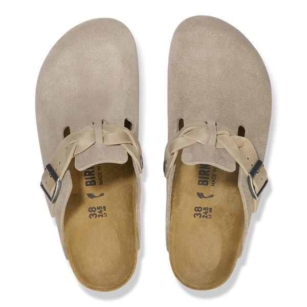 Birkenstock Boston Narrow Braided Suede Leather Taupe  (1026694) - Schoenen Caramel (Sint-Job-in-’t-Goor)