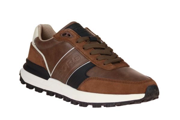 Bjorn Borg R2405 Runner Low Cognac-Black  (162050AM-COGNAC BLACK) - Schoenen Caramel (Sint-Job-in-’t-Goor)