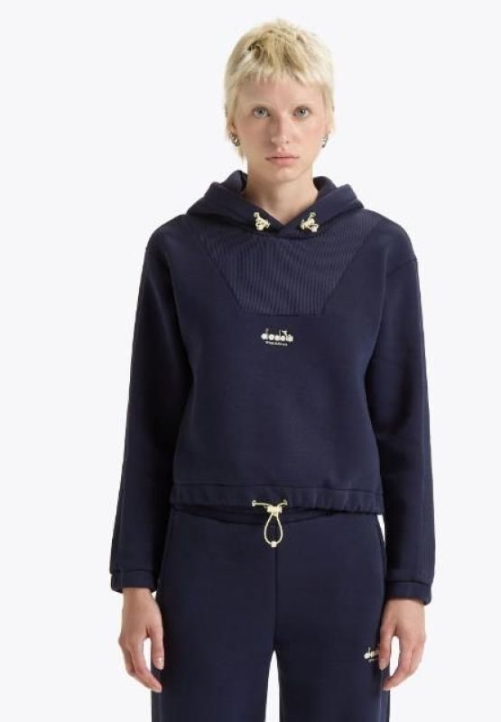 Diadora Women Fleece Hoodie ATHL. Logo Navy  (502.180998-60062) - Schoenen Caramel (Sint-Job-in-’t-Goor)