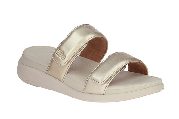 Fit Flop F-Mode Go Adjustable Gold  (F-Mode flatform platino) - Schoenen Caramel (Sint-Job-in-’t-Goor)