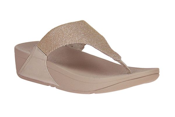 Fit Flop Lulu Shimmerlux Toepost Sandals Latte Beige  (LULU SHIMMER TOE LAT.BEIGE) - Schoenen Caramel (Sint-Job-in-’t-Goor)