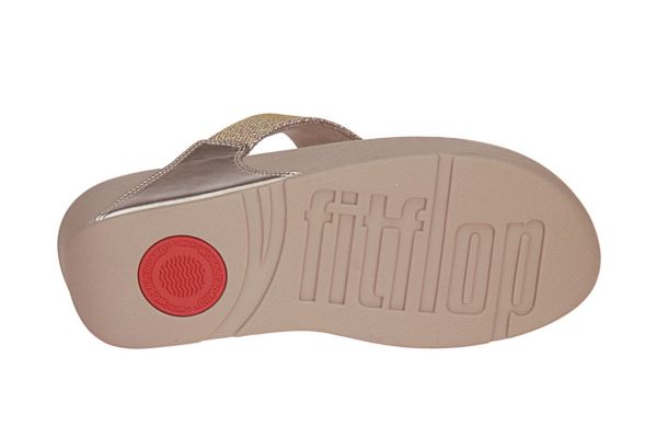 Fit Flop Lulu Shimmerlux Toepost Sandals Latte Beige  (LULU SHIMMER TOE LAT.BEIGE) - Schoenen Caramel (Sint-Job-in-’t-Goor)