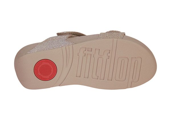 Fit Flop Lulu Adjustable Shimmerlux Slides Latte Beige  (LULU SHIMMER SLIDE LAT.BEIGE) - Schoenen Caramel (Sint-Job-in-’t-Goor)