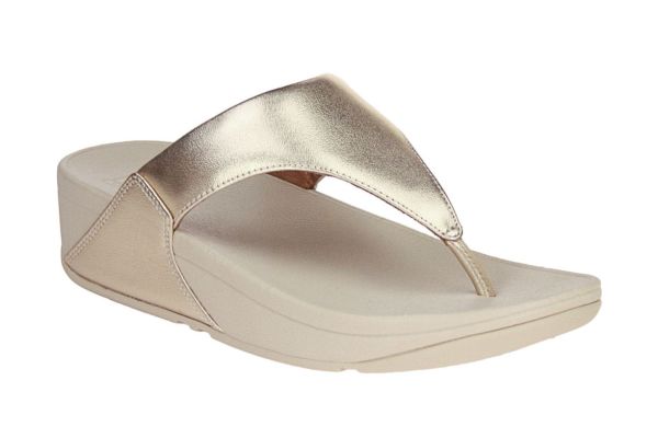 Fit Flop Lulu Leather Toepost Platino  (LULU LEATHER TOE PLATINO) - Schoenen Caramel (Sint-Job-in-’t-Goor)