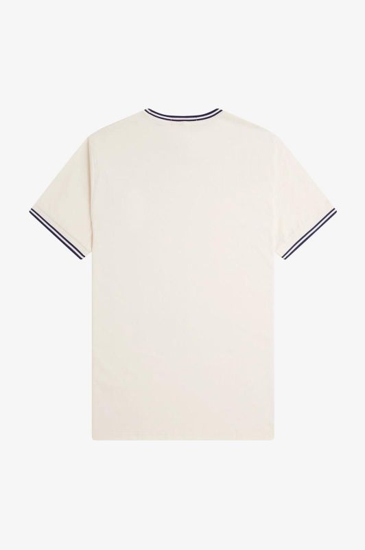 Fred Perry Twin Tipped T-Shirt Ecru/Tennis Blue  (M1588-Y24) - Schoenen Caramel (Sint-Job-in-’t-Goor)