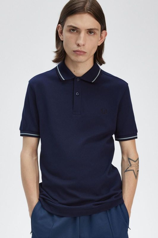 Fred Perry Shirt Tennisblue - Silver - Navy  (M3600-Y21) - Schoenen Caramel (Sint-Job-in-’t-Goor)