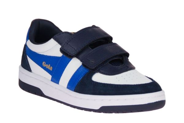 Gola Hawk Strap Wit-Blauwe Sneaker  (CKA336 BLAUW WIT) - Schoenen Caramel (Sint-Job-in-’t-Goor)