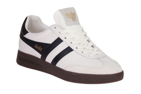 Gola Cyclone Leather White/Black Sneaker  (CLB743 WE) - Schoenen Caramel (Sint-Job-in-’t-Goor)