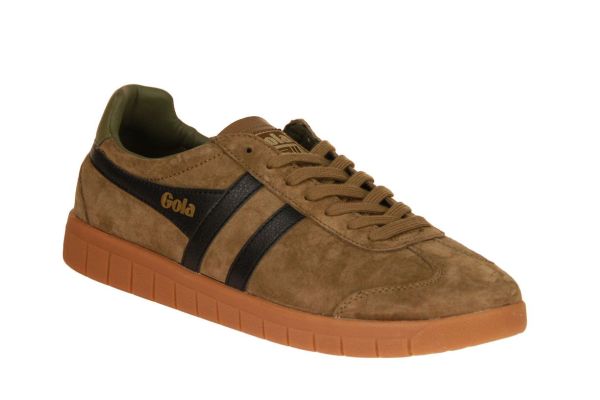 Gola Hurricane Suede Tobacco-Black  (CMB046 BW) - Schoenen Caramel (Sint-Job-in-’t-Goor)