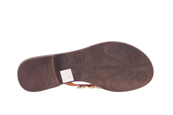 Lazamani Cognac Teenslipper Steentjes  (75877 TAN) - Schoenen Caramel (Sint-Job-in-’t-Goor)