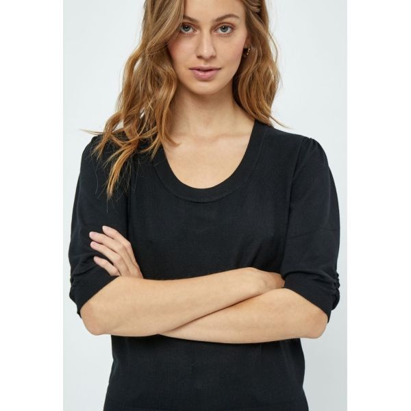 Minus Pam Scoop Neck Knit T-Shirt Black  (MI5528-100) - Schoenen Caramel (Sint-Job-in-’t-Goor)