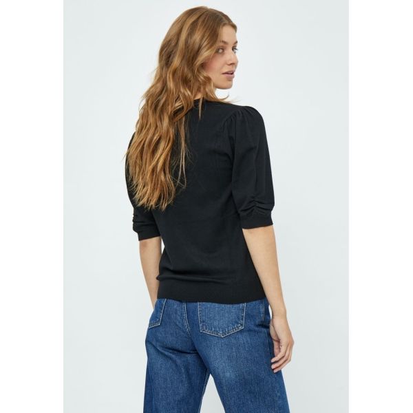 Minus Pam Scoop Neck Knit T-Shirt Black  (MI5528-100) - Schoenen Caramel (Sint-Job-in-’t-Goor)