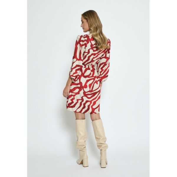 Minus Jassie Short Dress Barn Red Print  (MI6073-6990P) - Schoenen Caramel (Sint-Job-in-’t-Goor)