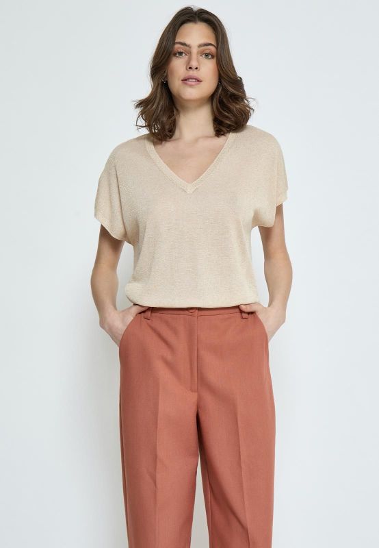 Minus Carlina Batsleeve Knit Tee Medal Gold Metallic  (MI6259-348met) - Schoenen Caramel (Sint-Job-in-’t-Goor)