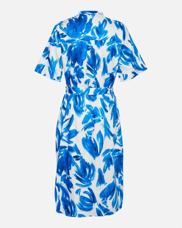 MSCH Sinaia Diselle 2/4 Shirt Dress Blue Abstract  (18374 BLUE ABSTRACT) - Schoenen Caramel (Sint-Job-in-’t-Goor)