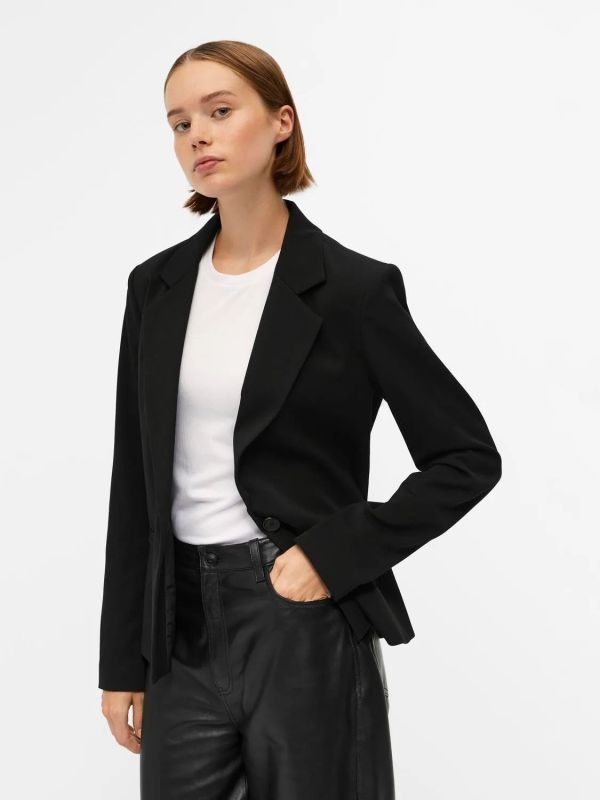 Object Lisa L/S Button Blazer Black  (23043420-black) - Schoenen Caramel (Sint-Job-in-’t-Goor)