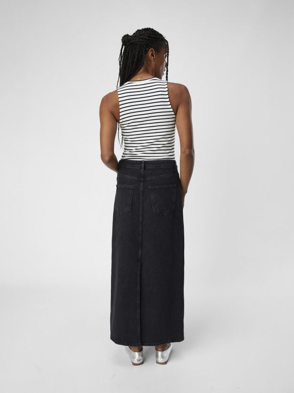 Object Ellen MW Long Denim Skirt Black Denim  (23044363-black denim) - Schoenen Caramel (Sint-Job-in-’t-Goor)