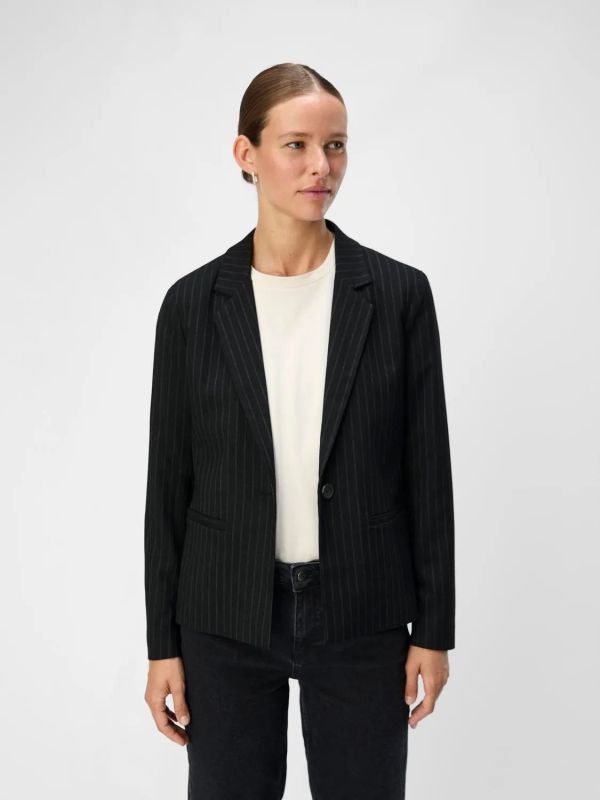 Object Lisa L/S Button Blazer Black/Grey  (23044564-black) - Schoenen Caramel (Sint-Job-in-’t-Goor)