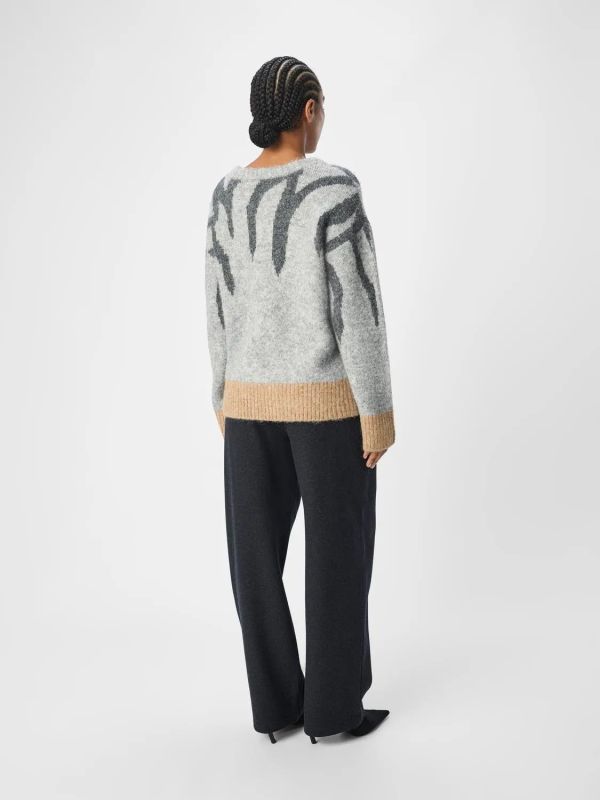 Object Rabu Knit LS RE Pullover Light Grey Melange  (23045002 light grey melange) - Schoenen Caramel (Sint-Job-in-’t-Goor)