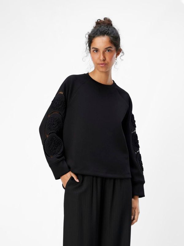 Object Dorina LO L/S Sweat Top Black  (23045024 black) - Schoenen Caramel (Sint-Job-in-’t-Goor)