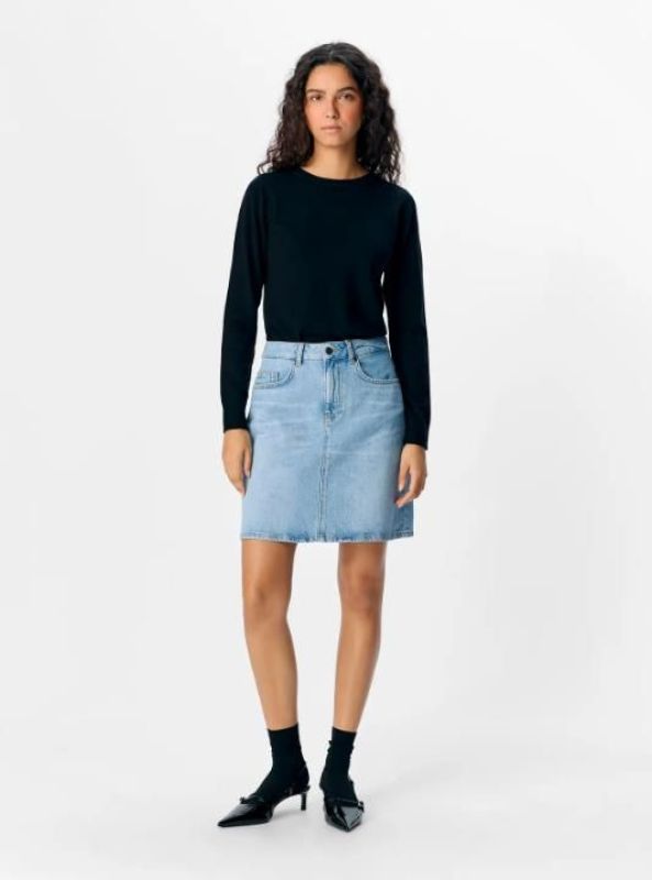 Object Ellen HW Short Denim Skirt Light Blue  (23045632 light blue denim) - Schoenen Caramel (Sint-Job-in-’t-Goor)