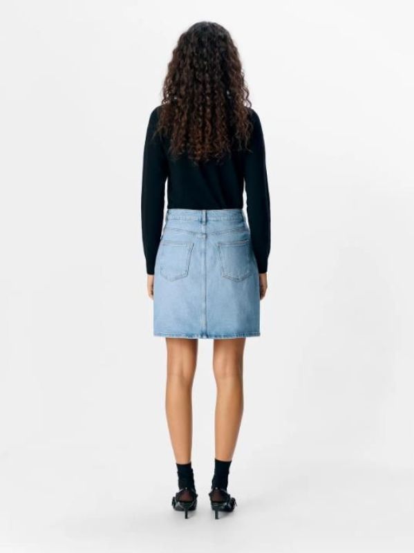 Object Ellen HW Short Denim Skirt Light Blue  (23045632 light blue denim) - Schoenen Caramel (Sint-Job-in-’t-Goor)