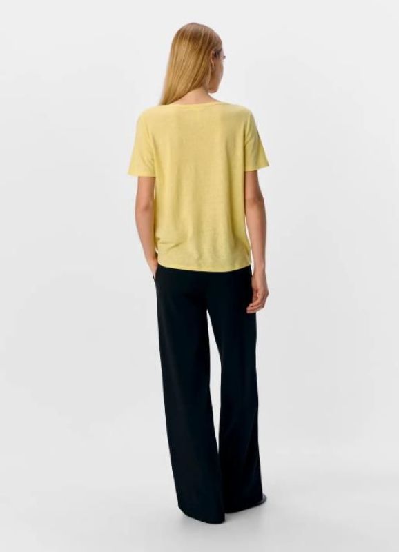 Object Thea S/S RE V-Neck Top Daffodil Melange  (23045693 daffodil) - Schoenen Caramel (Sint-Job-in-’t-Goor)