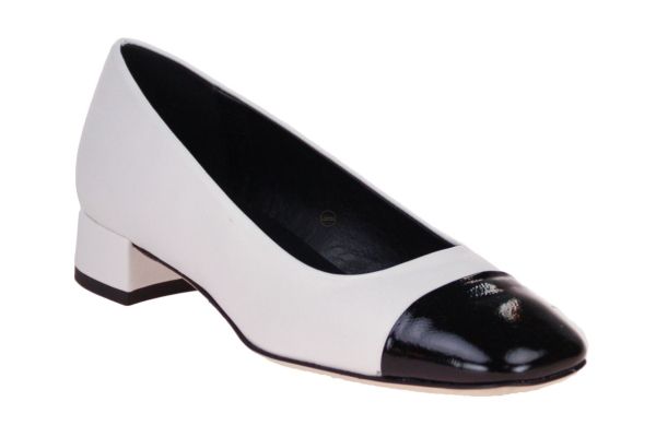 Odare Sebastian Offwhite-Zwarte Ballerina Met Hakje  (SEBASTIAN OFFWHITE/NERO) - Schoenen Caramel (Sint-Job-in-’t-Goor)