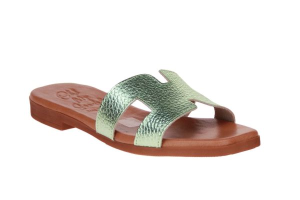 Oh! My Sandals Groen Metallic Slipper  (5321-JADE) - Schoenen Caramel (Sint-Job-in-’t-Goor)
