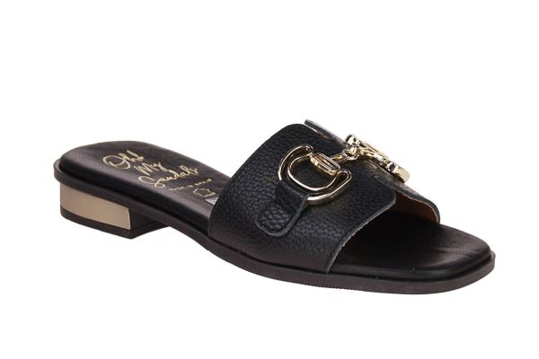 Oh My Sandals Zwarte Slipper  (5592-NEGRO) - Schoenen Caramel (Sint-Job-in-’t-Goor)