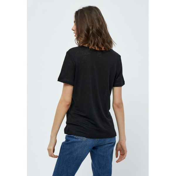 Peppercorn Dicte V-Neck Short Sleeve T-Shirt Black  (PC1827-9000) - Schoenen Caramel (Sint-Job-in-’t-Goor)