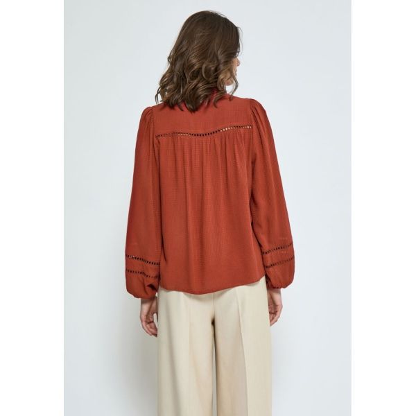 Peppercorn Babro Long Sleeve Shirt Red Ochre  (PC7925-4086) - Schoenen Caramel (Sint-Job-in-’t-Goor)