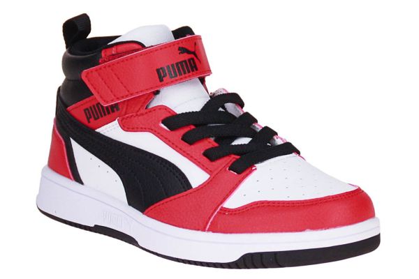 Puma Rebound V6 Mid AC+PS White-Red Sneaker  (393832-03) - Schoenen Caramel (Sint-Job-in-’t-Goor)