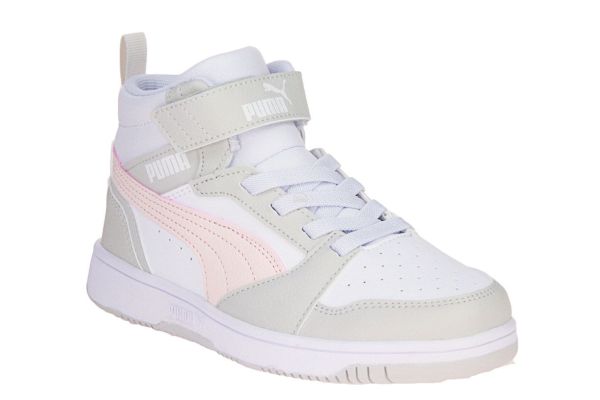 Puma Rebound V6 Mid AC+PS White-Frosty Pink-Sedate Gray Sneaker  (393832-04) - Schoenen Caramel (Sint-Job-in-’t-Goor)