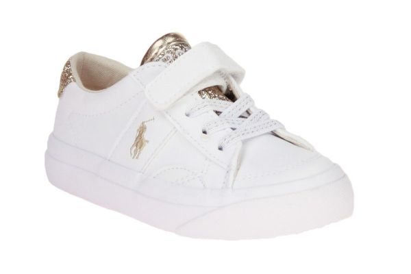 Ralph Lauren Polo Ryley Wit-Gouden Sneaker  (RYLEY WIT GOUD) - Schoenen Caramel (Sint-Job-in-’t-Goor)