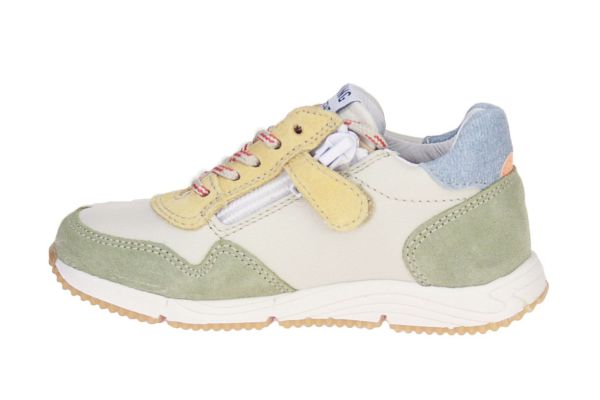 Romagnoli Beige-Groene Sneaker  (6112R-228) - Schoenen Caramel (Sint-Job-in-’t-Goor)