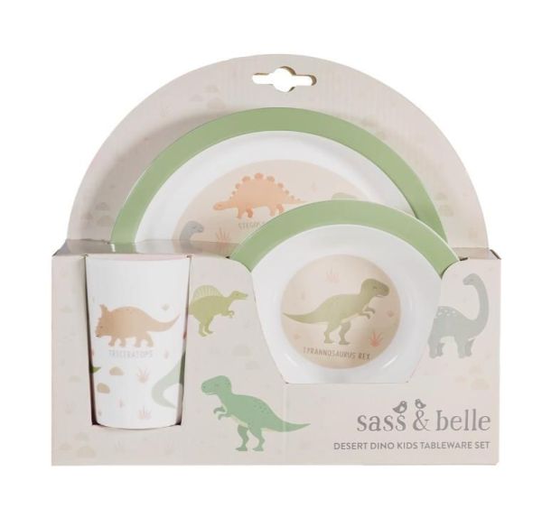 Sass & Belle Desert Dino Kids Tableware Set  (MAXI071) - Schoenen Caramel (Sint-Job-in-’t-Goor)