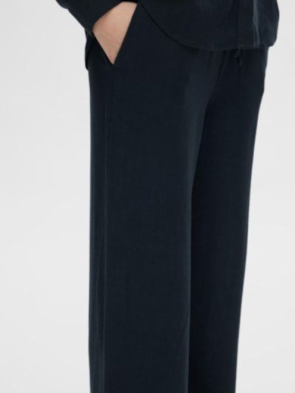 Selected Femme Viva-Gulia HW Long Linen Pant Dark Sapphire  (16089062-dark sapphire) - Schoenen Caramel (Sint-Job-in-’t-Goor)