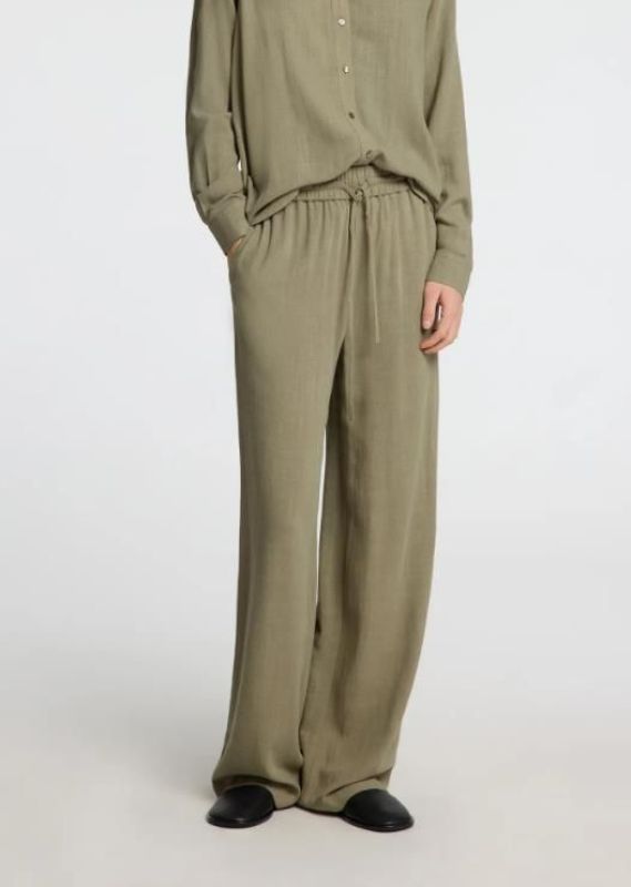 Selected Femme Viva-Gulia HW Long Sun Pant Vetiver  (16089062 vetiver) - Schoenen Caramel (Sint-Job-in-’t-Goor)