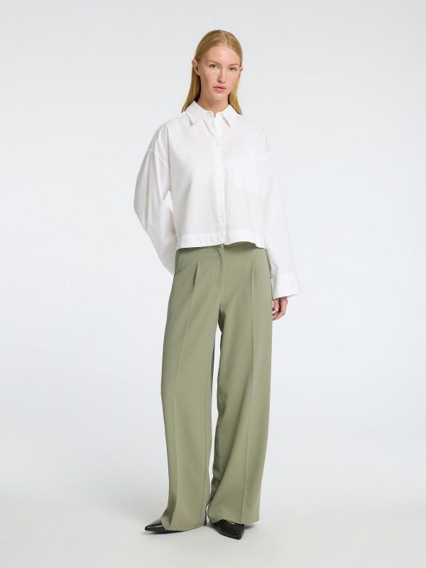 Selected Femme Tinni MW Wide Pant Vetiver  (16089912-vetiver) - Schoenen Caramel (Sint-Job-in-’t-Goor)