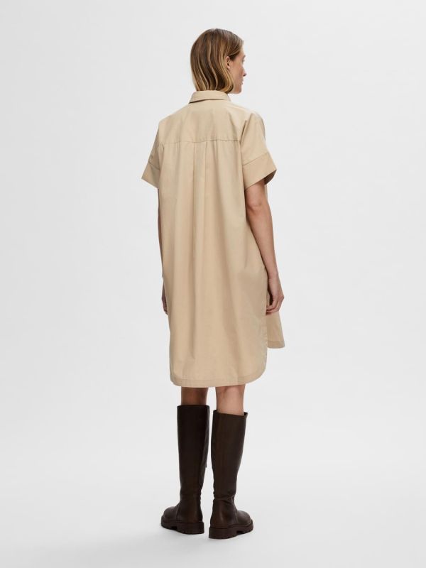 Selected Femme Blair 2/4 Short Shirt Dress Humus  (16092160 humus) - Schoenen Caramel (Sint-Job-in-’t-Goor)