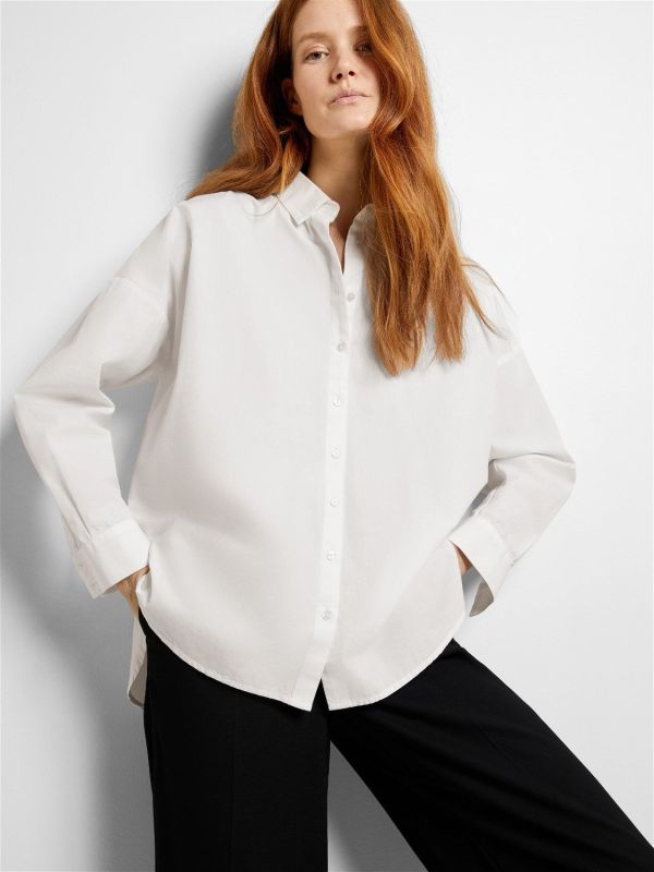 Selected Femme Dina-Sanni LS Shirt Bright White  (16092647-BRIGHT WHITE) - Schoenen Caramel (Sint-Job-in-’t-Goor)