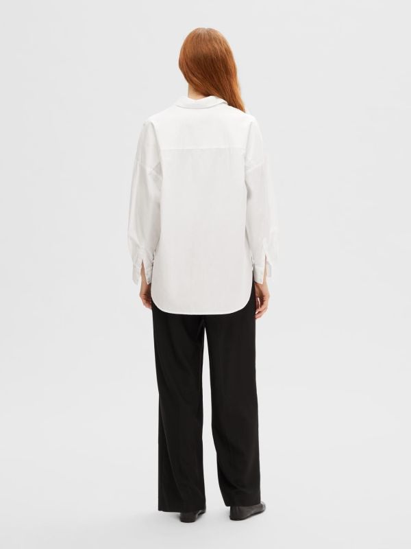 Selected Femme Dina-Sanni LS Shirt Bright White  (16092647-BRIGHT WHITE) - Schoenen Caramel (Sint-Job-in-’t-Goor)