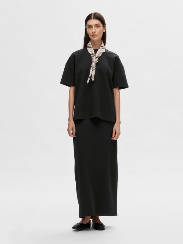 Selected Femme Kara HW Column Maxi Skirt Black  (16092898-black) - Schoenen Caramel (Sint-Job-in-’t-Goor)
