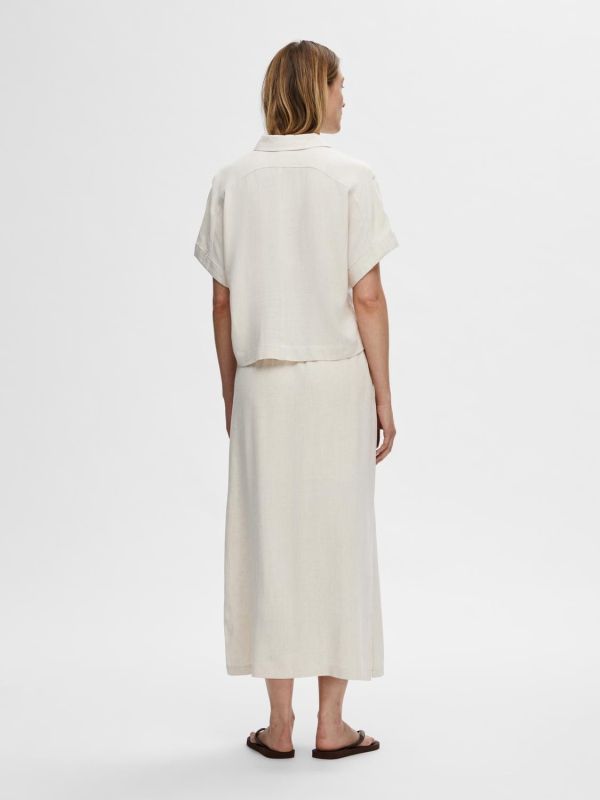 Selected Femme Viva HW Ankle Skirt Sandshell  (16093930-sandshell) - Schoenen Caramel (Sint-Job-in-’t-Goor)